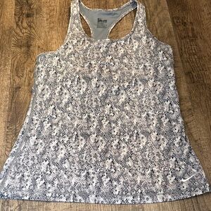 Nike Women's Diamond Geometric Patterned Gray Black Tank Top Built-in Bra Large